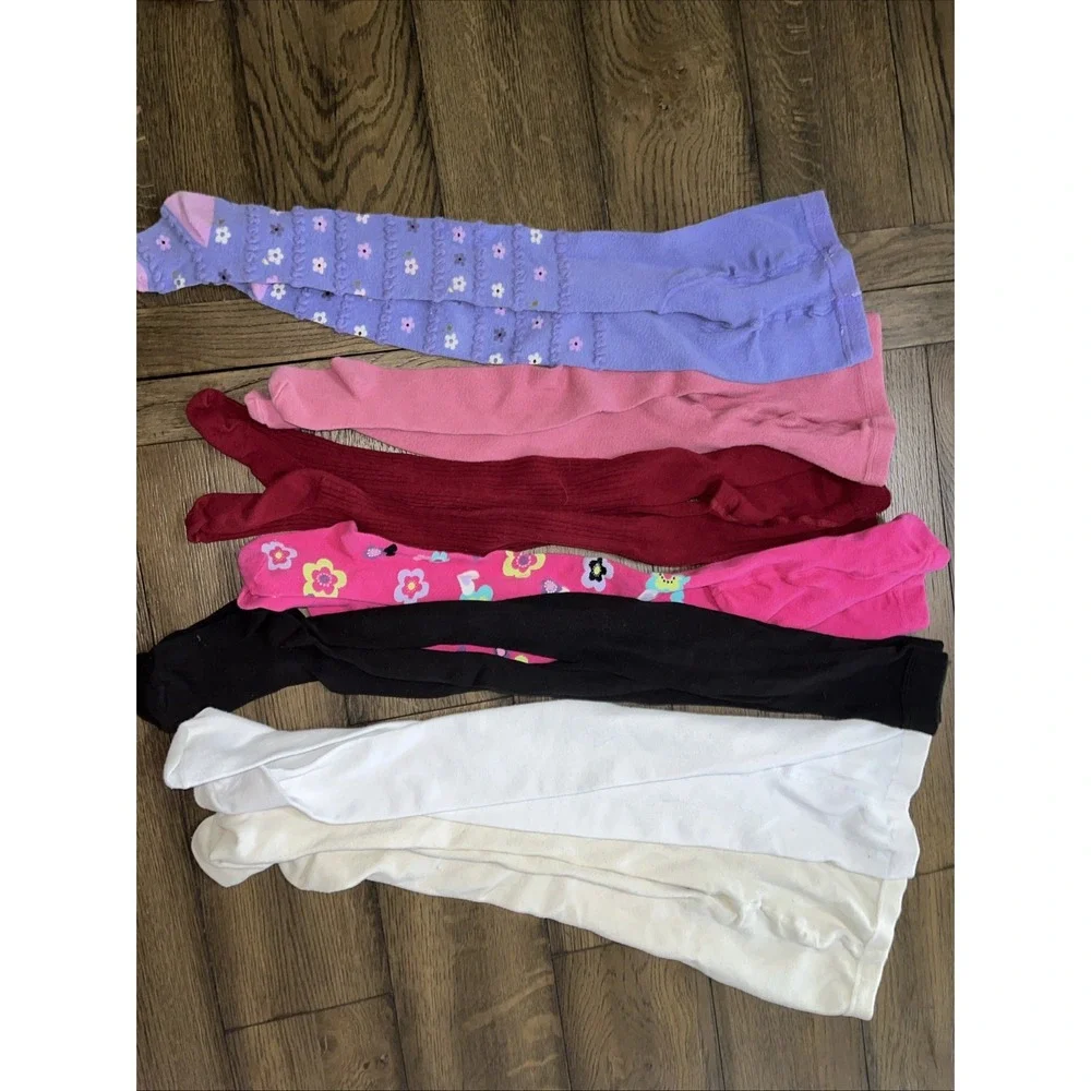 Girl's Cotton Tights -7 Pair- Assorted Sizes Ranging from 2-4 Up To 4-6 Year - Picture 1 of 8